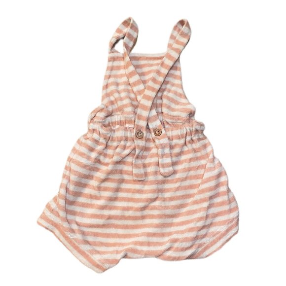 1+ In The Family Baby Girls Pink Striped Terry Romper Sz 12 M - Picture 2 of 3